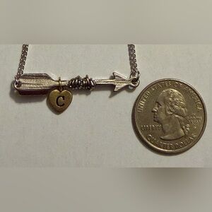 Initial “C” Heart Arrow Pendant Necklace - Silver and Gold